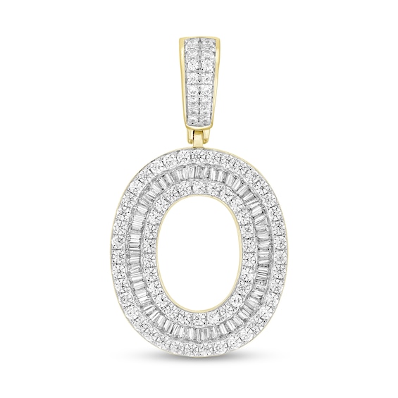 1-1/3 CT. T.w. Baguette and Round Diamond Letter "O" Initial Necklace Charm in 10K Gold