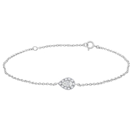 1/20 CT. T.W. Diamond Pear-Shaped Frame Chain Bracelet in 10K White Gold - 7.5"
