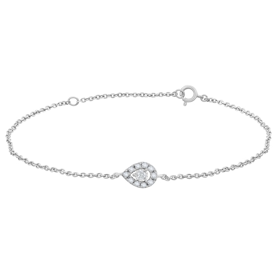 1/20 CT. T.w. Diamond Pear-Shaped Frame Chain Bracelet in 10K White Gold - 7.5"