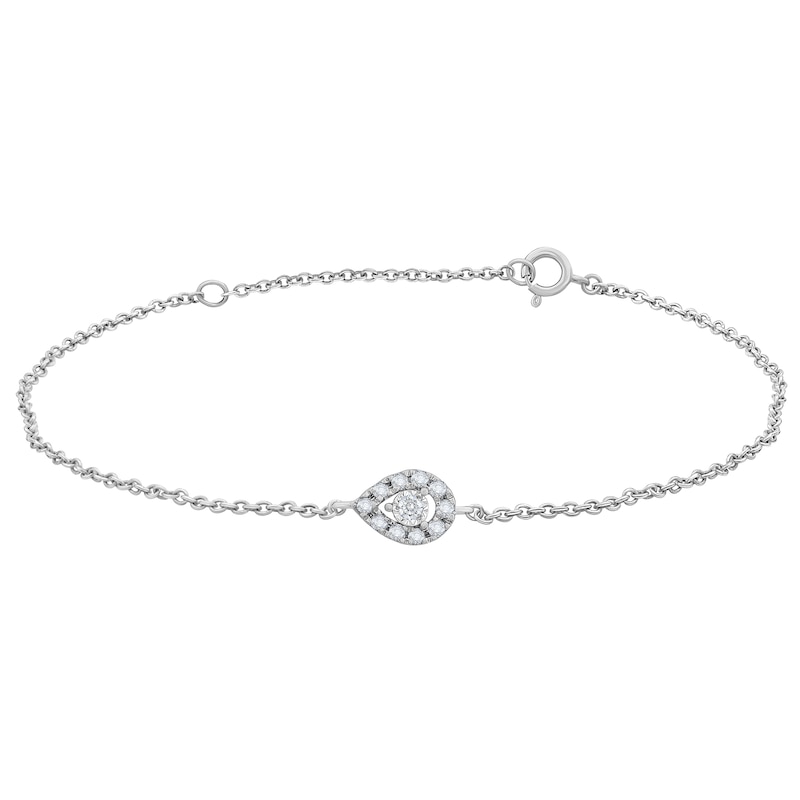 Main Image 1 of 1/20 CT. T.W. Diamond Pear-Shaped Frame Chain Bracelet in 10K White Gold - 7.5"
