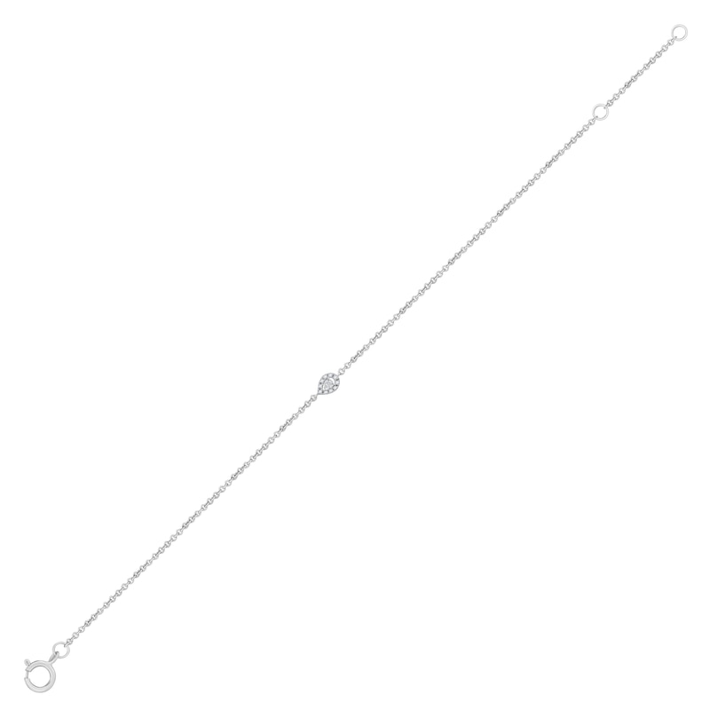 Main Image 2 of 1/20 CT. T.W. Diamond Pear-Shaped Frame Chain Bracelet in 10K White Gold - 7.5"