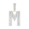 Thumbnail Image 1 of 1-1/3 CT. T.W. Baguette and Round Diamond Letter "M" Initial Necklace Charm in 10K Gold