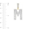 Thumbnail Image 2 of 1-1/3 CT. T.W. Baguette and Round Diamond Letter "M" Initial Necklace Charm in 10K Gold