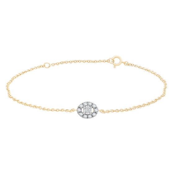 1/20 CT. T.w. Diamond Oval-Shaped Frame Chain Bracelet in 10K Gold - 7.5"