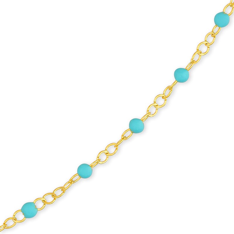 Main Image 2 of Turquoise Enamel Bead Station Chain Necklace in 14K Gold