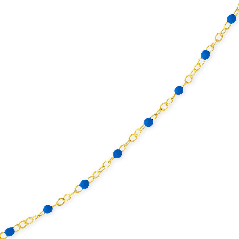 Main Image 2 of Blue Enamel Bead Station Chain Necklace in 14K Gold