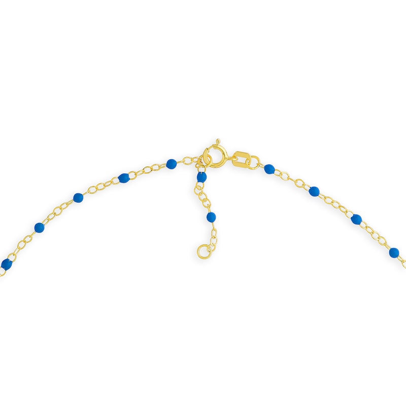 Main Image 3 of Blue Enamel Bead Station Chain Necklace in 14K Gold