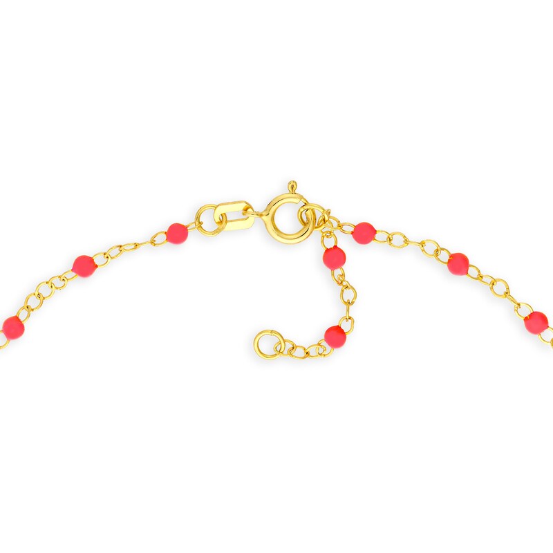 Main Image 3 of Neon Pink Enamel Bead Station Chain Necklace in 14K Gold