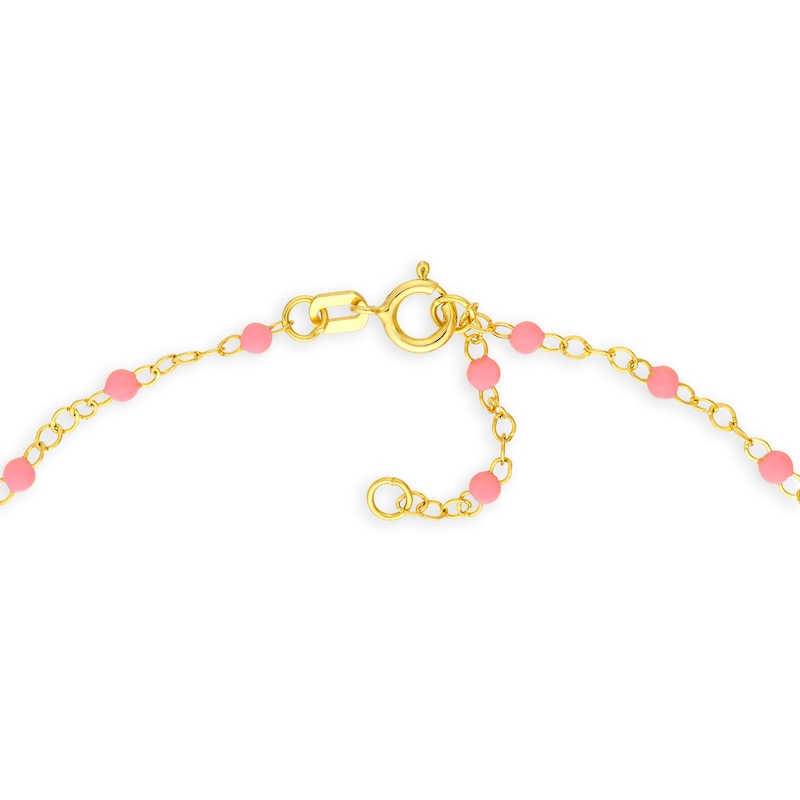 Main Image 3 of Pink Enamel Bead Station Chain Necklace in 14K Gold