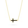 Thumbnail Image 1 of Black Enamel Sideways Cross Necklace in 14K Gold