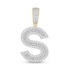 Thumbnail Image 1 of 1-1/5 CT. T.W. Baguette and Round Diamond Letter "S" Initial Necklace Charm in 10K Gold