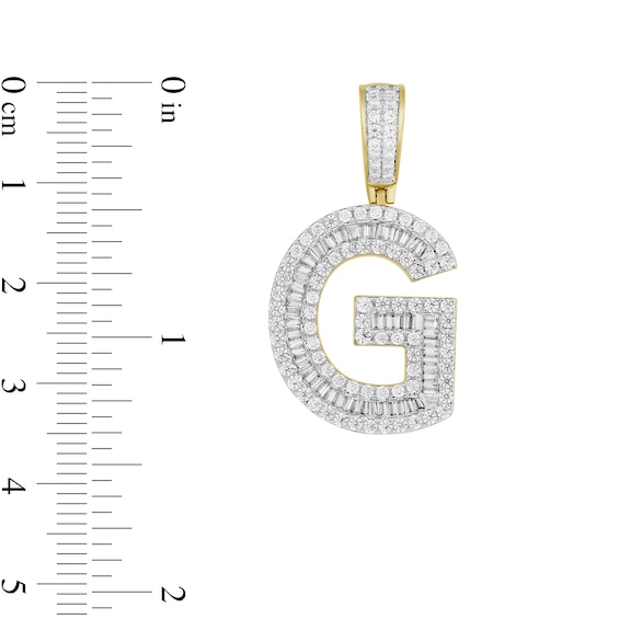 1-1/4 CT. T.w. Baguette and Round Diamond Letter "G" Initial Necklace Charm in 10K Gold