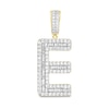 Thumbnail Image 1 of 1-1/4 CT. T.W. Baguette and Round Diamond Letter "E" Initial Necklace Charm in 10K Gold