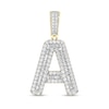 Thumbnail Image 1 of 1-1/4 CT. T.W. Baguette and Round Diamond Letter "A" Initial Necklace Charm in 10K Gold