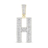 Thumbnail Image 1 of 1-1/4 CT. T.W. Baguette and Round Diamond Letter "H" Initial Necklace Charm in 10K Gold