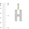 Thumbnail Image 2 of 1-1/4 CT. T.W. Baguette and Round Diamond Letter "H" Initial Necklace Charm in 10K Gold