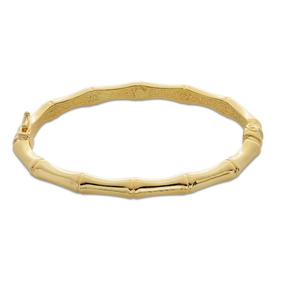 Bamboo Bangle in Sculpted Hollow 14K Gold - 7.25"