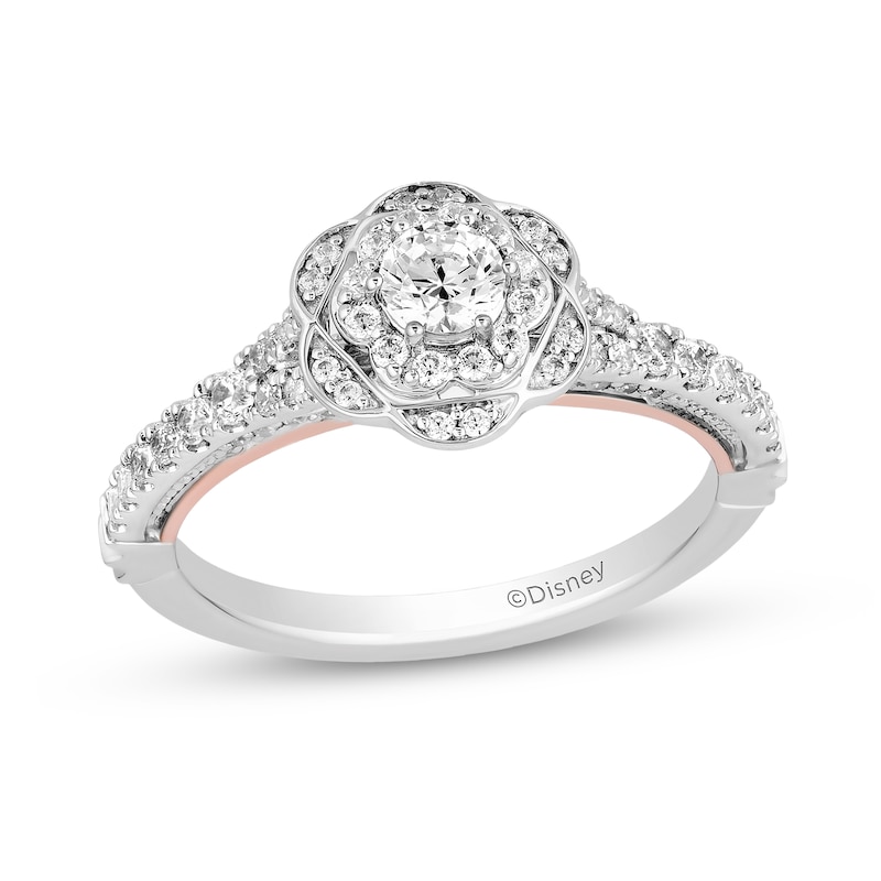 Collector’s Edition Enchanted Disney Sleeping Beauty 65th Anniversary Diamond Flower Engagement Ring in 14K White Gold