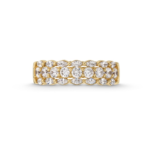 Vera Wang Love Collection 1 CT. T.w. Marquise and Round Diamond Triple Row Anniversary Band in 14K Gold