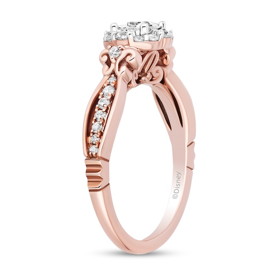 Enchanted Disney Cinderella 3/4 CT. T.w. Princess-Cut Diamond Open Frame Engagement Ring in 14K Rose Gold
