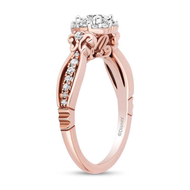 Main Image 2 of Enchanted Disney Cinderella 3/4 CT. T.W. Princess-Cut Diamond Open Frame Engagement Ring in 14K Rose Gold