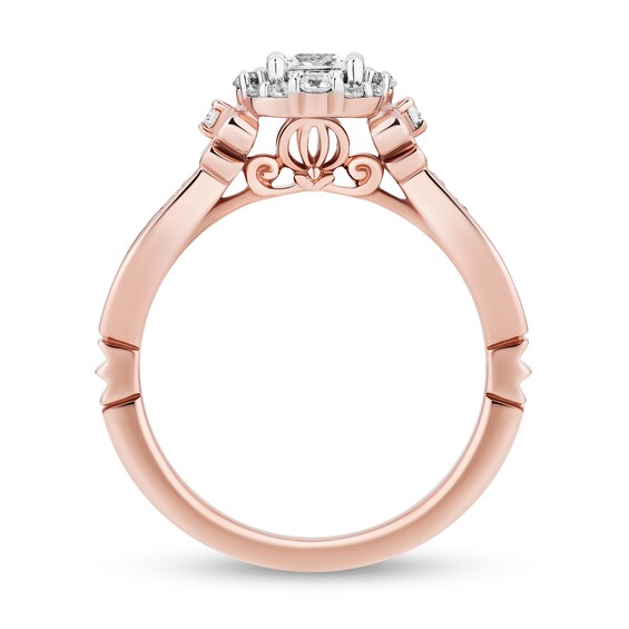 Enchanted Disney Cinderella 3/4 CT. T.w. Princess-Cut Diamond Open Frame Engagement Ring in 14K Rose Gold
