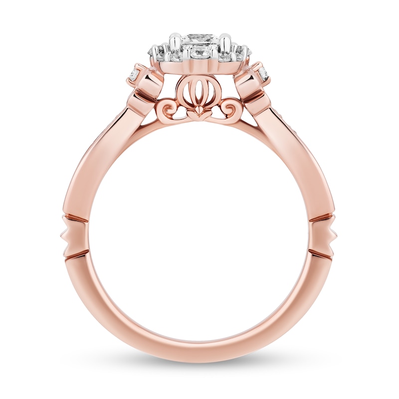 Main Image 3 of Enchanted Disney Cinderella 3/4 CT. T.W. Princess-Cut Diamond Open Frame Engagement Ring in 14K Rose Gold