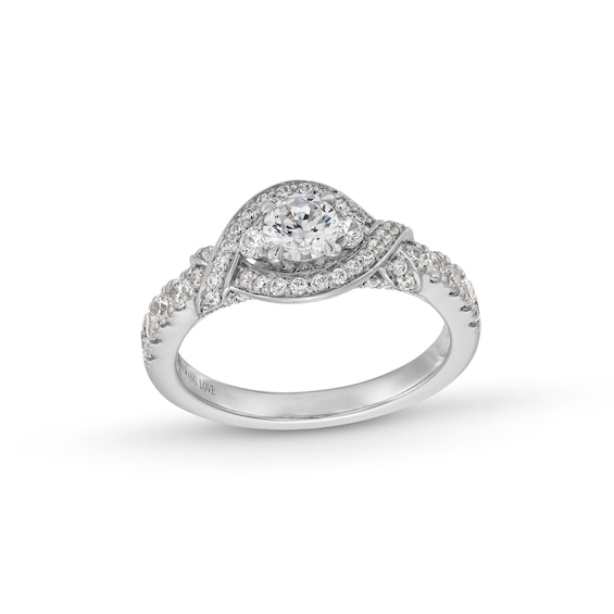 Vera Wang Love Collection 1 CT. T.w. Diamond Twist Buckle Frame Engagement Ring in 14K White Gold