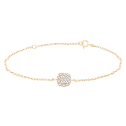 1/20 CT. T.W. Diamond Cushion-Shaped Frame Chain Bracelet in 10K Gold - 7.5&quot;