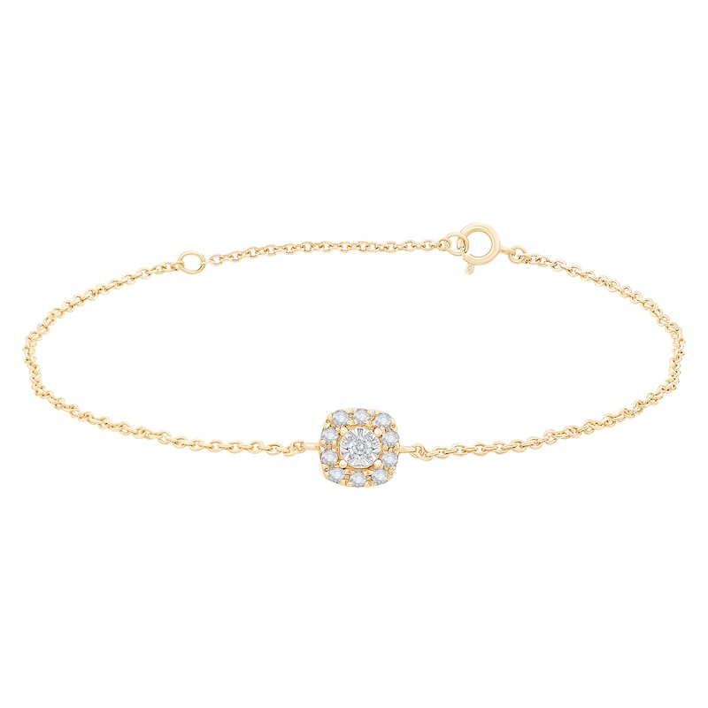 Main Image 1 of 1/20 CT. T.W. Diamond Cushion-Shaped Frame Chain Bracelet in 10K Gold - 7.5"