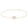 Thumbnail Image 1 of 1/20 CT. T.W. Diamond Heart-Shaped Frame Chain Bracelet in 10K Gold - 7.5"