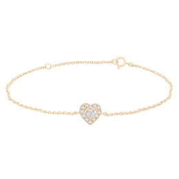 1/20 CT. T.W. Diamond Heart-Shaped Frame Chain Bracelet in 10K Gold - 7.5"