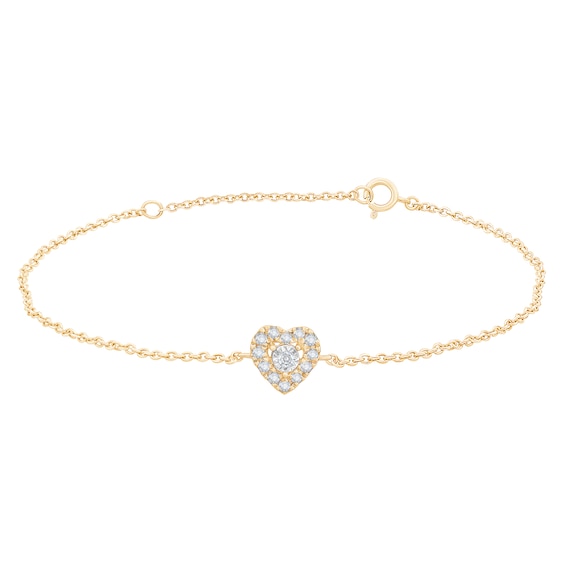1/20 CT. T.w. Diamond Heart-Shaped Frame Chain Bracelet in 10K Gold - 7.5"