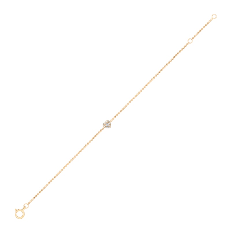 Main Image 2 of 1/20 CT. T.W. Diamond Heart-Shaped Frame Chain Bracelet in 10K Gold - 7.5"