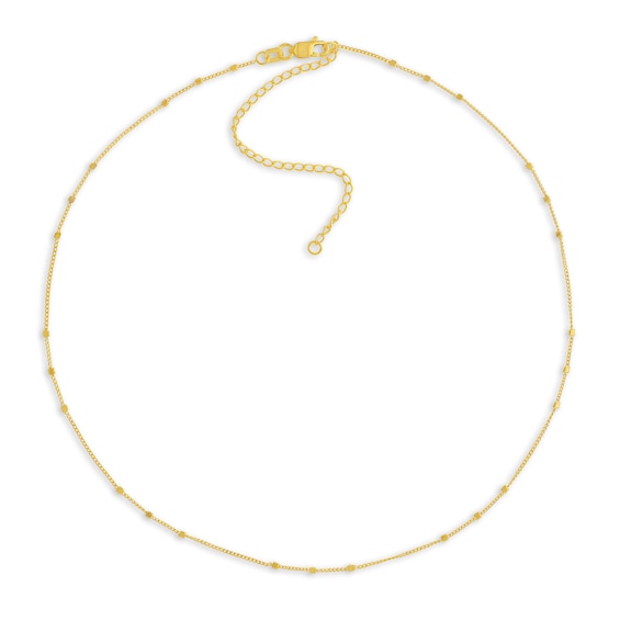 1.35mm Diamond-Cut Saturn Bead Station Chain Necklace in Solid 14K Gold - 16â