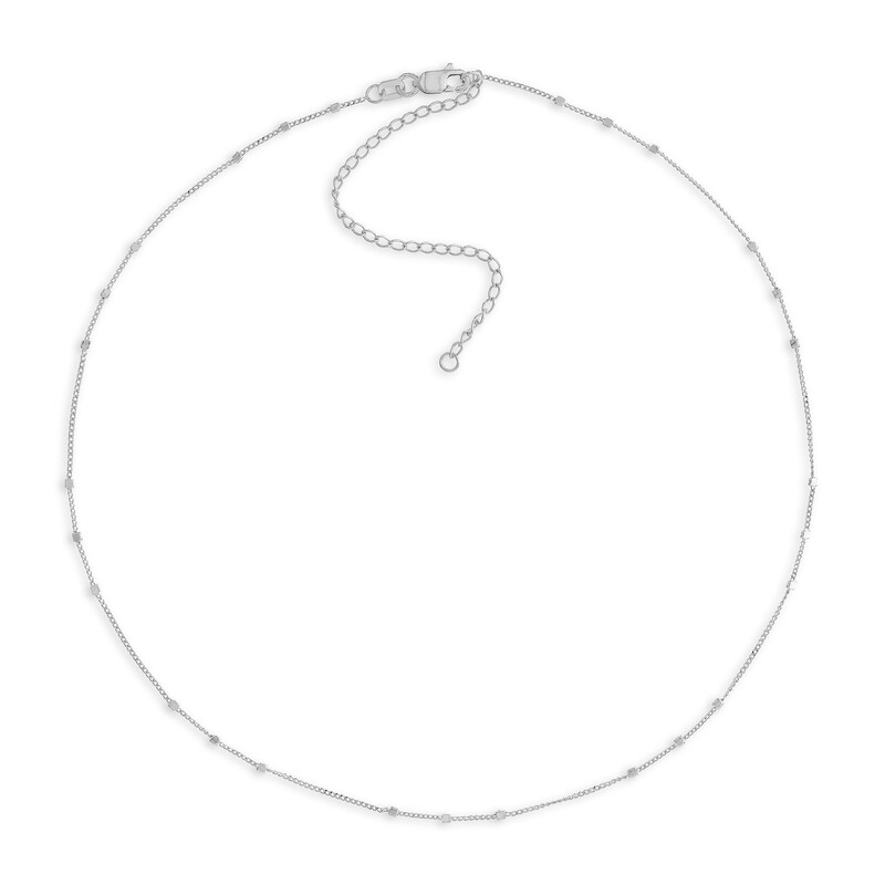 Main Image 1 of 1.35mm Diamond-Cut Saturn Bead Station Chain Necklace in Solid 14K White Gold - 16