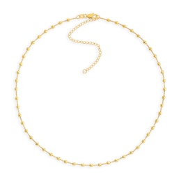 0.95mm Diamond-Cut Brilliance Bead Station Chain Necklace in Solid 14K Gold - 16”