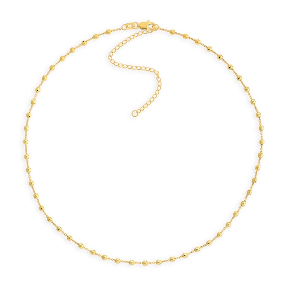 0.95mm Diamond-Cut Brilliance Bead Station Chain Necklace in Solid 14K Gold - 16â