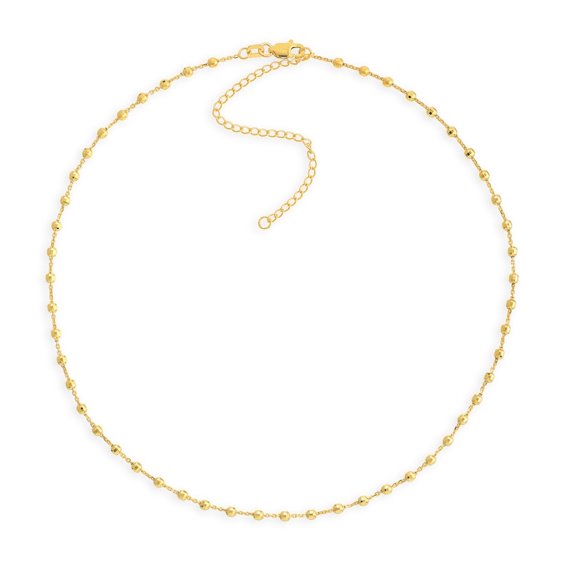 Main Image 1 of 0.95mm Diamond-Cut Brilliance Bead Station Chain Necklace in Solid 14K Gold - 16”