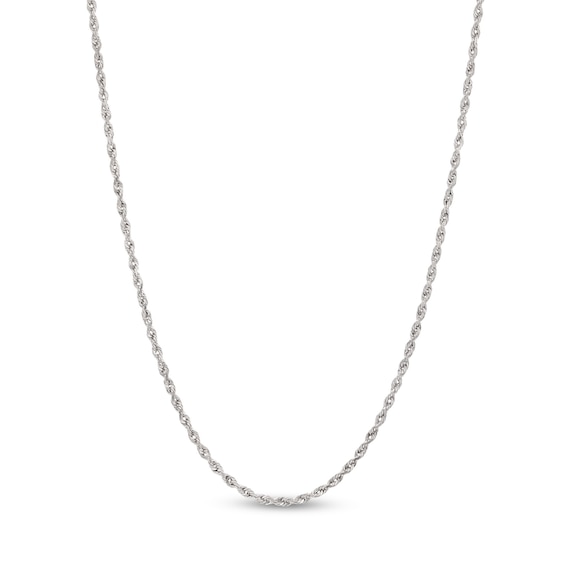1.8mm Glitter Rope Chain Necklace in Solid 14K White Gold - 18"