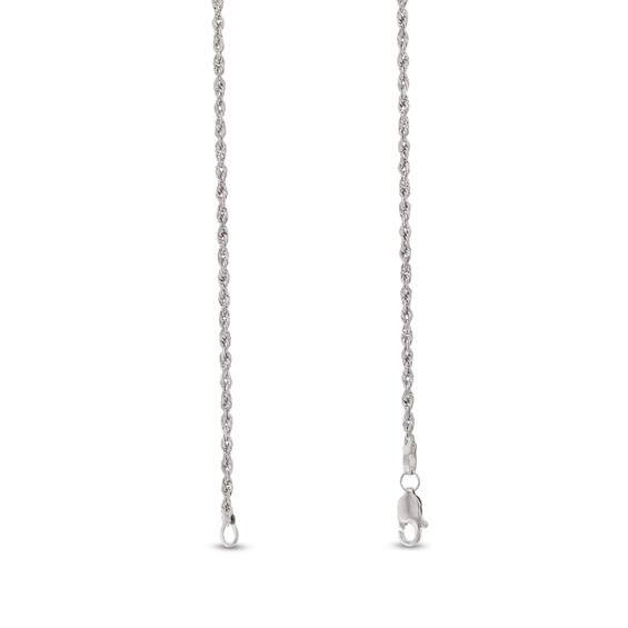 1.8mm Glitter Rope Chain Necklace in Solid 14K White Gold - 18"