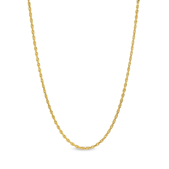2.4mm Diamond-Cut Glitter Rope Chain Necklace in Solid 14K Gold - 18"