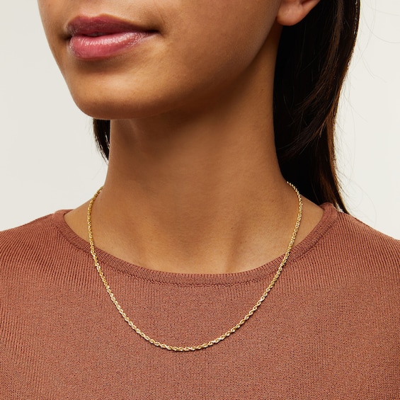 2.4mm Diamond-Cut Glitter Rope Chain Necklace in Solid 14K Gold - 18"