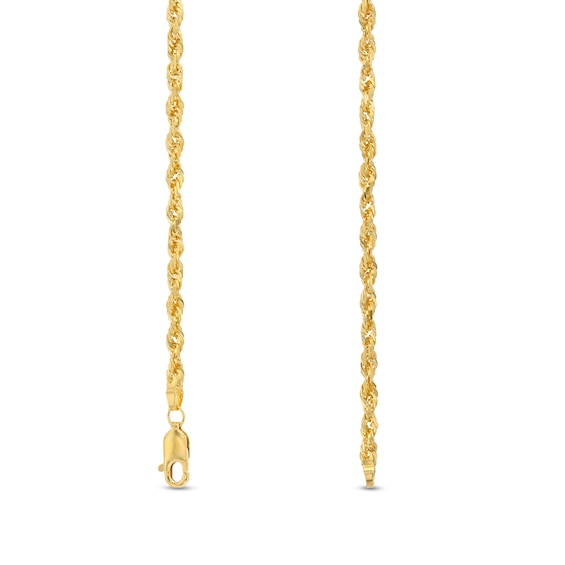 3.0mm Glitter Rope Chain Necklace in Solid 14K Gold - 20"
