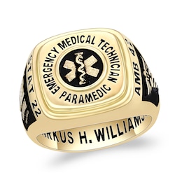 Engravable EMT First Responder Square-Top Signet Ring (4 Lines)
