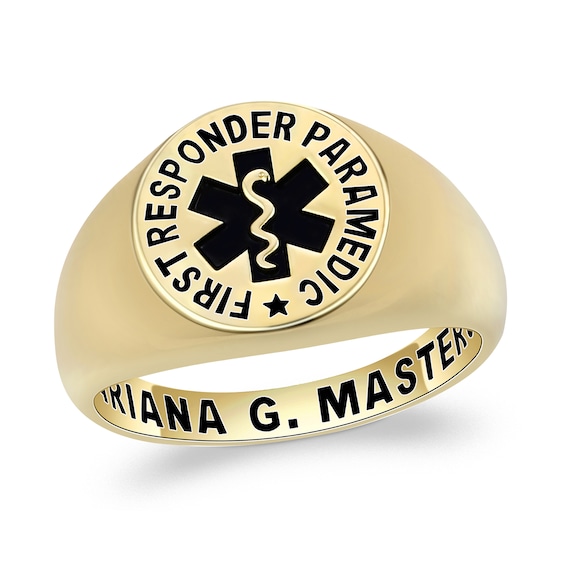 Engravable First Responder Signet Ring (1 Symbol and 2 Lines)