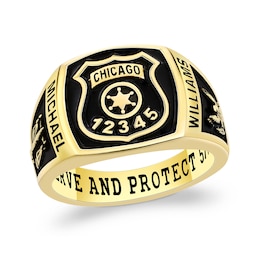 Engravable Police First Responder Square-Top Signet Ring (5 Lines)