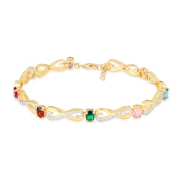 Oval Simulated Birthstone and 1/8 CT. T.W. Lab-Grown Diamond Infinity Link Bracelet (2-8 Stones) - 8.25"