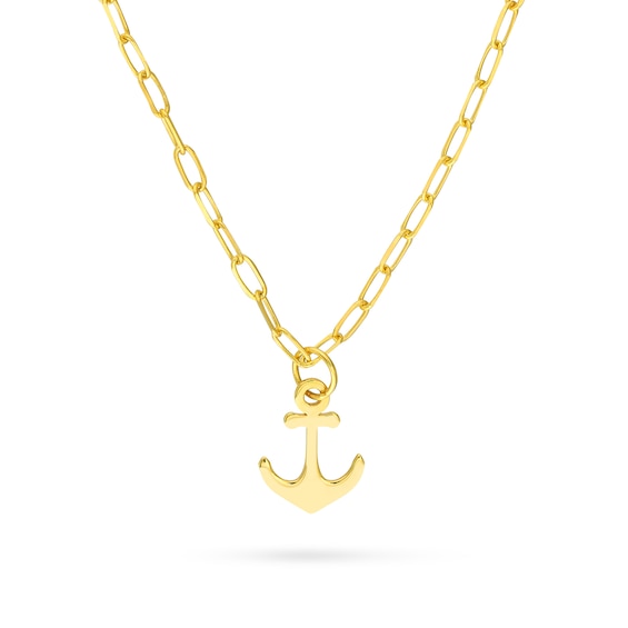 Anchor Pendant in Solid 14K Gold