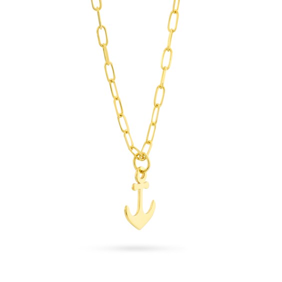 Anchor Pendant in Solid 14K Gold